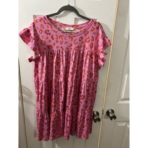 entro Pink Leopard Print Mini Dress